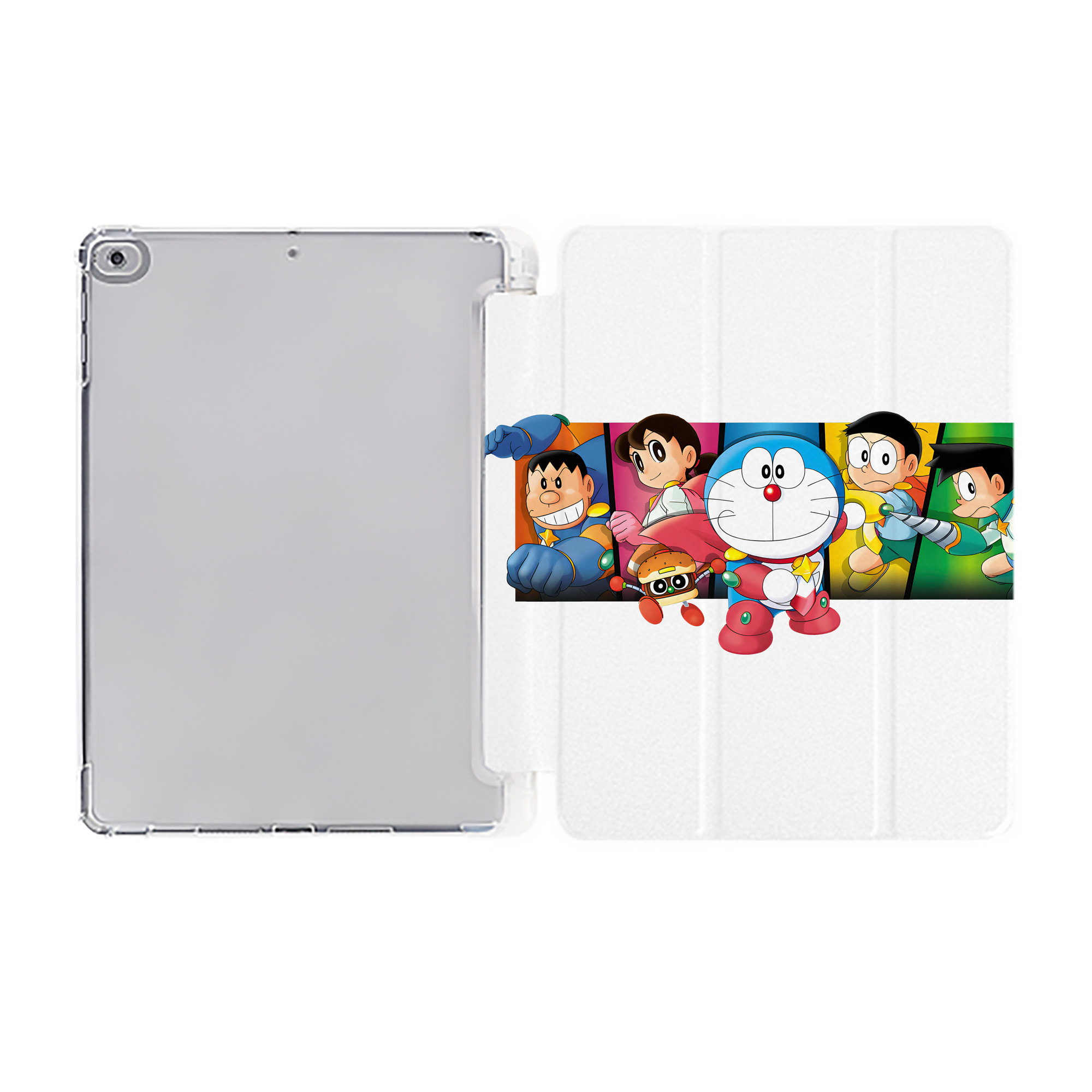 （画像用） ドラえもん Doraemon IPad ケース ペン収納付き 三つ折りスタンド PUレザー×シリコン 対応機種9.5/10.5/10.9インチ